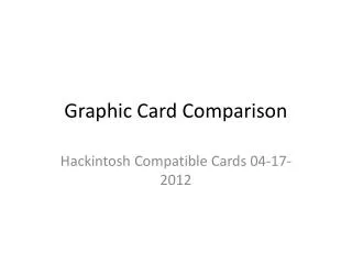 Graphic Card Comparison