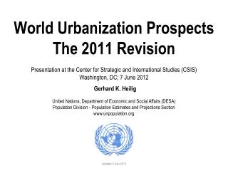 World Urbanization Prospects, 2011 Revision