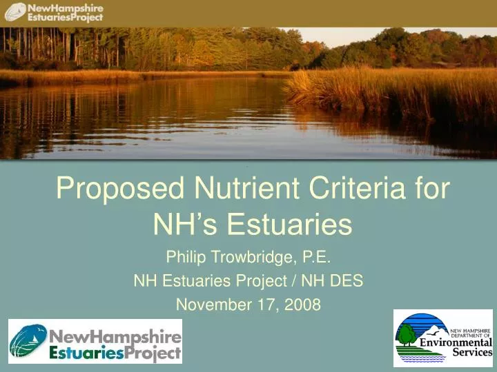 proposed nutrient criteria for nh s estuaries