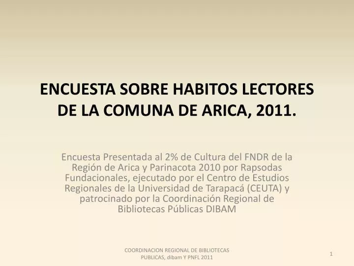 encuesta sobre habitos lectores de la comuna de arica 2011