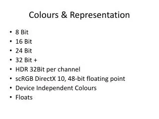 Colours &amp; Representation