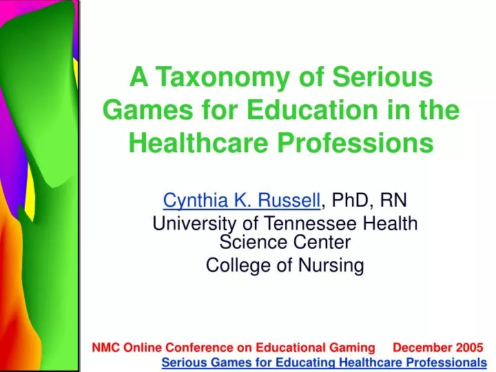 a taxonomy of serious games for education in the healthcare professions