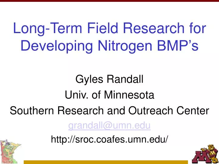 long term field research for developing nitrogen bmp s