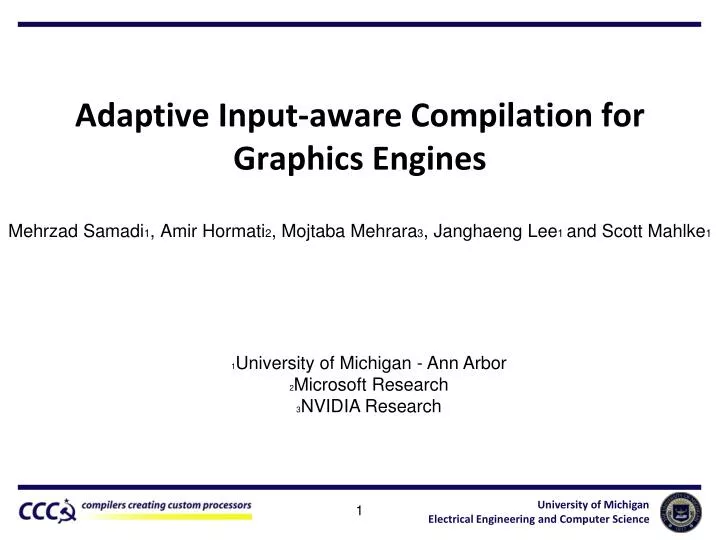 adaptive input aware compilation for graphics engines