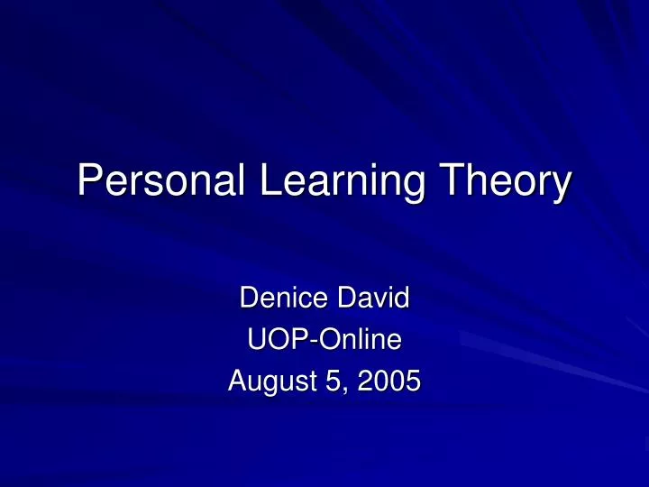 personal learning theory