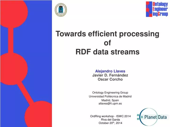 towards efficient processing of rdf data streams