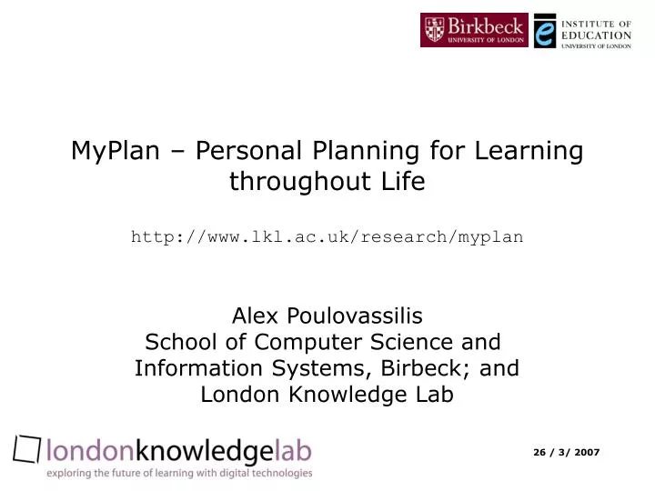 myplan personal planning for learning throughout life http www lkl ac uk research myplan