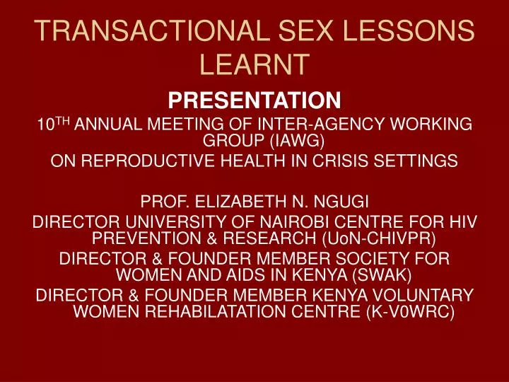 transactional sex lessons learnt