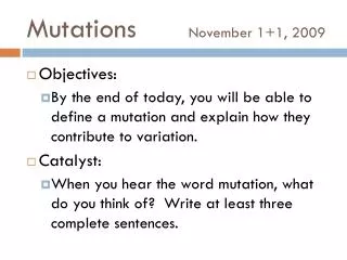 Mutations November 1+1, 2009