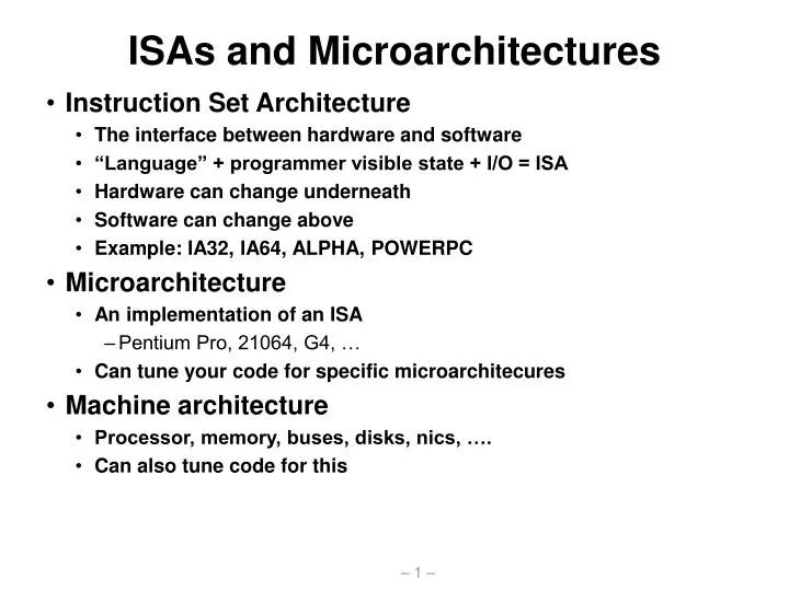 isas and microarchitectures