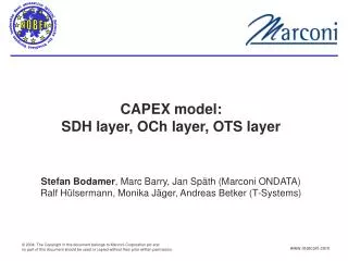 CAPEX model: SDH layer, OCh layer, OTS layer