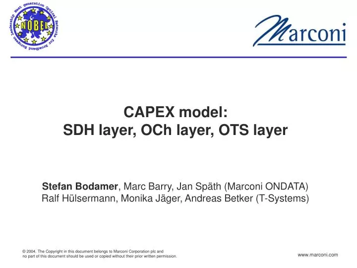 capex model sdh layer och layer ots layer