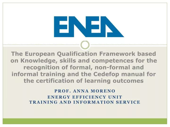prof anna moreno energy efficiency unit training and information service