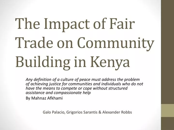 the impact of fair t rade on c ommunity b uilding in kenya