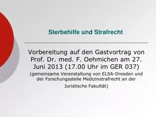 sterbehilfe und strafrecht