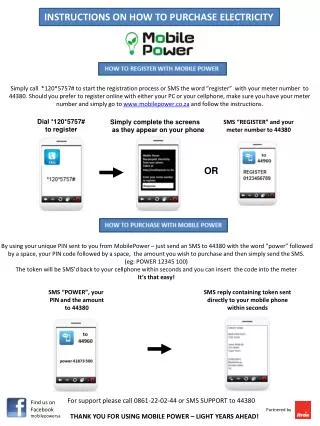 INSTRUCTIONS ON HOW TO PURCHASE ELECTRICITY