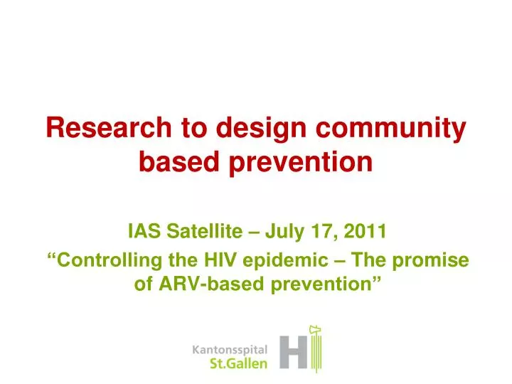 research to design community based prevention