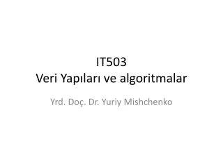it503 veri yap lar ve algoritmalar