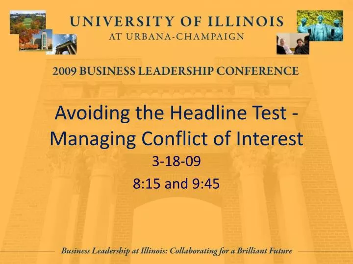 avoiding the headline test managing conflict of interest