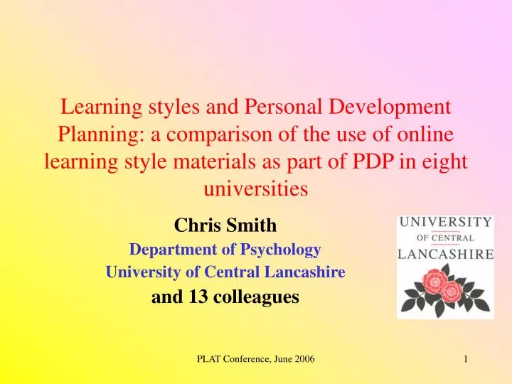 chris smith department of psychology university of central lancashire and 13 colleagues