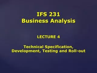 IFS 231 Business Analysis