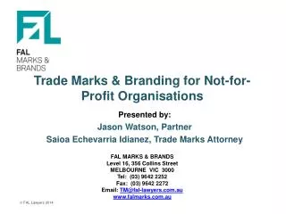Trade Marks &amp; Branding for Not-for-Profit Organisations