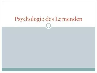 psychologie des lernenden