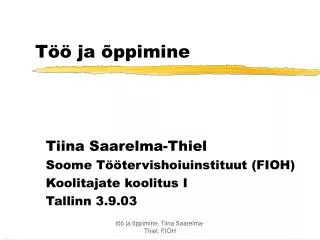 t ja ppimine