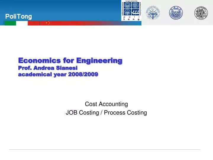 economics for engineering prof andrea sianesi academical year 2008 2009