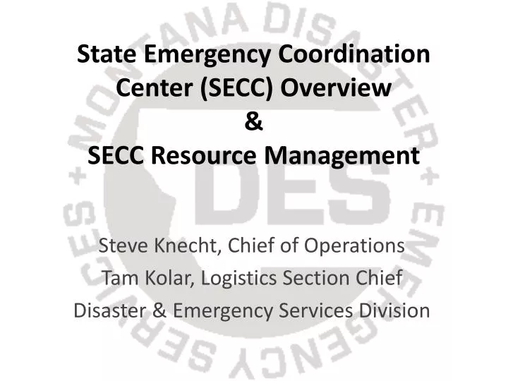 state emergency coordination center secc overview secc resource management