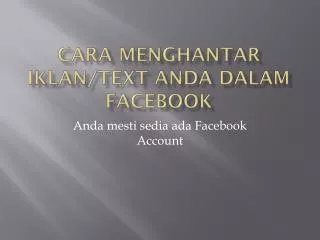 cara menghantar iklan text anda dalam facebook