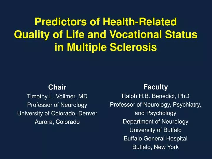 predictors of health related quality of life and vocational status in multiple sclerosis