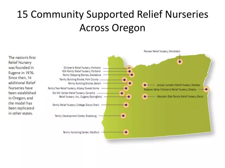 15 community supported relief nurseries across oregon