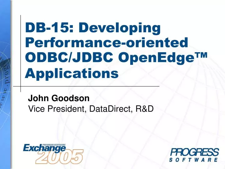 db 15 developing performance oriented odbc jdbc openedge applications