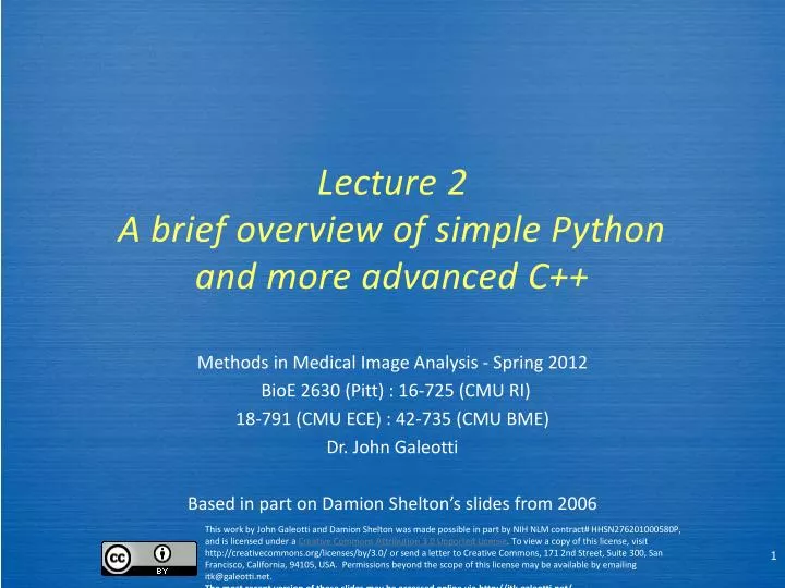 lecture 2 a brief overview of simple python and more advanced c
