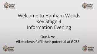 Welcome to Hanham Woods Key Stage 4 Information Evening