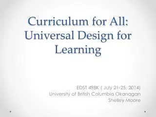 Curriculum for All: Universal Design for Learning