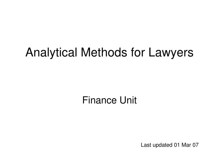 analytical methods for lawyers