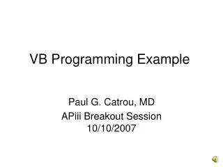 VB Programming Example