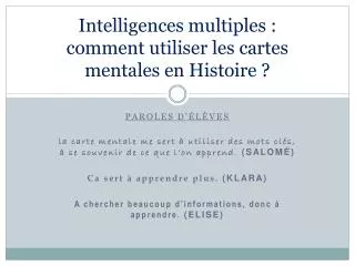intelligences multiples comment utiliser les cartes mentales en histoire