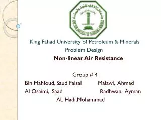 King Fahad University of Petroleum &amp; Minerals Problem Design