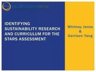 Identifying Sustainability Research and Curriculum for THE STARs Assessment