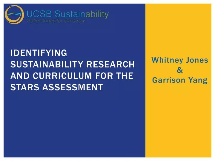 identifying sustainability research and curriculum for the stars assessment