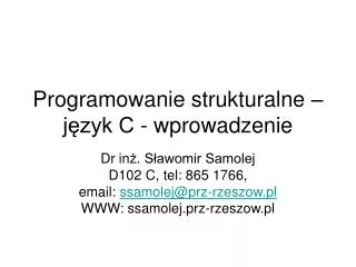 programowanie strukturalne j zyk c wprowadzenie