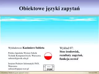 obiektowe j zyki zapyta