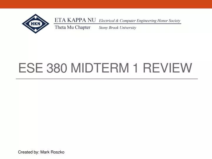ese 380 midterm 1 review