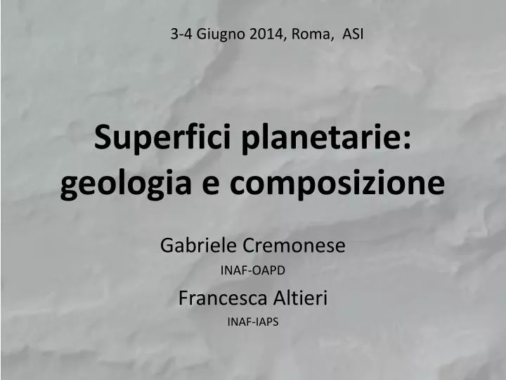 superfici planetarie geologia e composizione