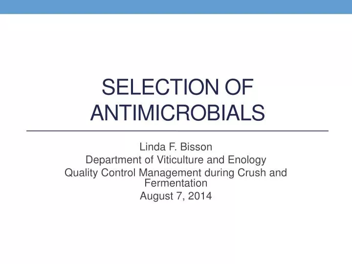 selection of antimicrobials