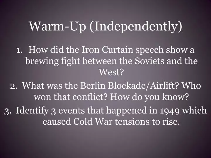 warm up independently