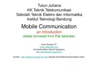 mobile communication an introduction slides borrowed from pak iskandar